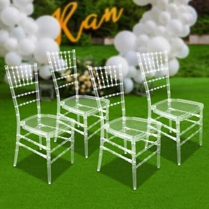 Set Of 4 Clear Dining Chairs For Restaurants, Banquets, Wedding Venues Etc - Picture 1 of 16