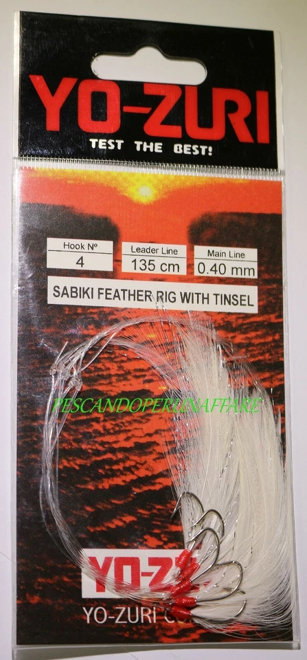 YO-ZURI SABIKI FEATHER RIG WITH TINSEL  Pcs.5 a confezione - Immagine 1 di 1