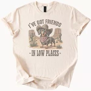 Cowboy Shirt Unisex Dog Desert Scene Graphic Tee Funny Shirt Beige Cotton - Picture 1 of 4