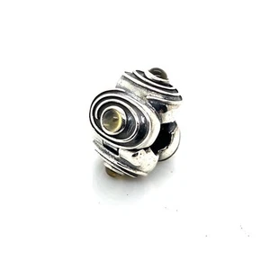 Genuine Pandora Sterling Silver Yellow Citrine Spiral Clip Charm 790560CI - Picture 1 of 7