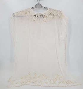 Johnny Was Floral Embroidered Cream Eyelet Aloha Poncho/Dress/Cover up XL NWT - Picture 1 of 4