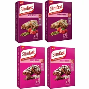 Slim Fast 16 x 60g Meal Bars = 8 Rocky Road With 8 Very Berry Meal Replacement - Picture 1 of 12