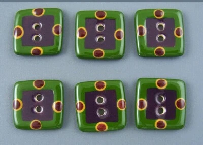 HANDMADE HAND PAINTED PORCELAIN BUTTONS - SET of 6 - Image 1 of 3