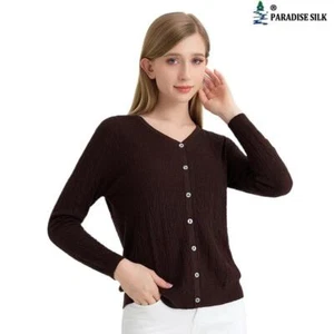 New Women's V-Neck Short Cardigan in Silk Wool Knit Warm Shawl Fashion Sweater - Picture 1 of 11