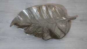 Silver Metal Leaf Dish Decorative Bowl Display Tray Aluminium Trinket Plate - Picture 1 of 9