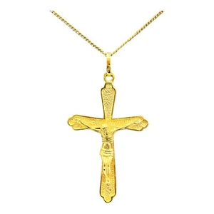 9ct 9k Yellow Gold Orthodox Crucifix Cross Jesus Pendant 4.70 Grams. New - Picture 1 of 8