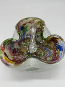 Vintage MURANO 1950s ART GLASS AVeM Milifiori White With Pestal Bowl Ashtray - Picture 1 of 13