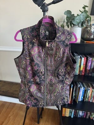 Tail Paisley Print Womens Vest Fall Boho Athletic Colorful Pink Green Side M - Image 1 of 4