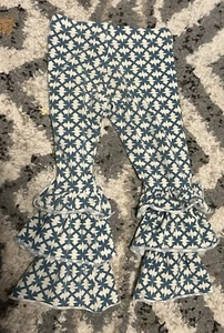 Matilda Jane Size 4 Secret Fields Blue Windmill Bennys Ruffled Leggings Pants B6 - Picture 1 of 6