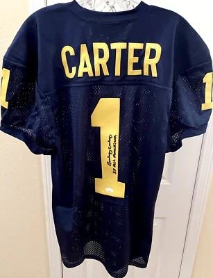 Anthony Carter signed Michigan Wolverines jersey inscribed 3X All American (JSA) - Image 1 of 2