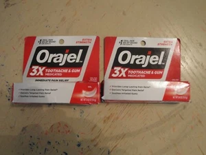 Lot of 2 Orajel 3x Medicated For Toothache & Gum Instant Pain Relief .42oz #K75 - Picture 1 of 1
