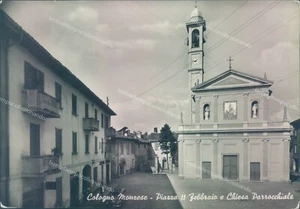 n370 cartolina cologno monzese piazza 11 febbraio e chiesa provincia di milano - Picture 1 of 2