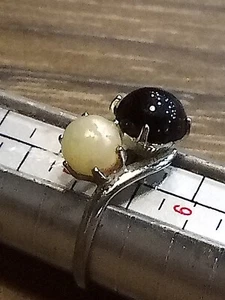 McGrath Hamin Sterling Onyx & Pearl Cocktail Ring Size 5 (Sterling Shank MH) - Picture 1 of 10
