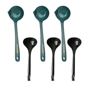 Ladle Set 3 Large Green & 3 Small Black Plastic Ladles for Every Kitchen Need SB - Picture 1 of 6