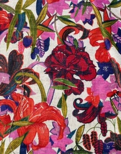 Vtg 5th Ave Design 100% Pure Linen Floral Fabric 8 yards 50 “ Wide Grain Sack - Picture 1 of 12