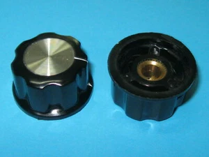 20 pcs Skirted Knob A03 For Standard Pots Black 26.6mmx14.8mm Hole Diamete 6mm - Picture 1 of 1