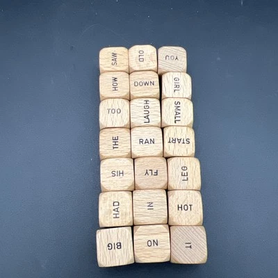 Scrabble Sentence Cube Replacement Set Of 21 Word Cubes 1971 Wooden (Cubes Only) - Image 1 of 4
