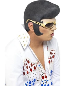 Latex Elvis Headpiece Mens Licensed Fancy Dress Accessory Mask - Picture 1 of 2