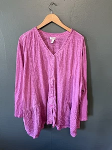 Lori Goldstein Womens Purple Long Sleeve Button Up Shirt Plus Size 5X - Picture 1 of 3