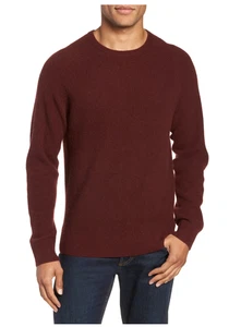 Nordstrom Herren Shop -100% Kaschmir Waffel-Strick Rundhals in Dunkelrot, S Oversize - Bild 1 von 10