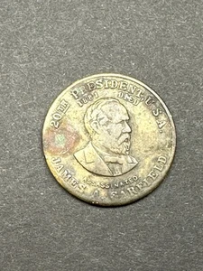 Präsident Garfield 1881 Attentat antike Kupfer Gedenkmünze Medaille - Bild 1 von 2