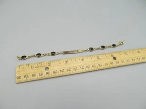 Vintage “Susan” goldtone and Onyx colored stones tennis ID bracelet - Picture 1 of 3