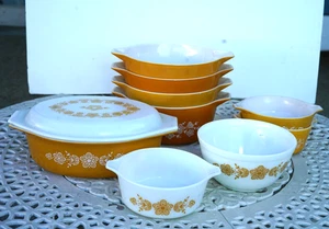 Vintage Pyrex Butterfly Gold Casserole / Dishes Set - Lot of 10 - Picture 1 of 2