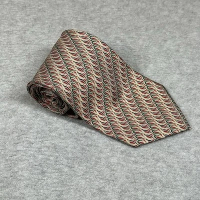 Corbata vintage Christian Dior Monsieur roja beige patrón geométrico 100 % seda EE. UU. Foto 1 de 4