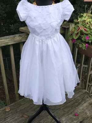 Vestido Cenicienta 7 Marfil Blanco Encaje Satinado Apliques Tul Flor Niña Fiesta Concurso Foto 1 de 4