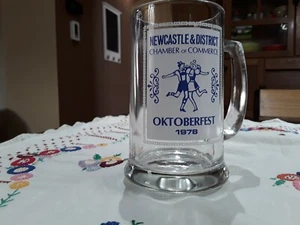 Oktoberfest Beer Mug Newcastle Vintage 1978 Drinking Stein Glass German Festival - Picture 1 of 1