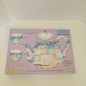Vintage 1998 Angel Teapot & Cups Shaped Puzzle Laine Gordon Tea for Two 1000 Pcs - Picture 1 of 5