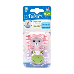 Dr Brown's Prevent Stage 1 Pacifier Dummy 0-6 months 2 Pack (Pink & Blue) - Picture 1 of 8