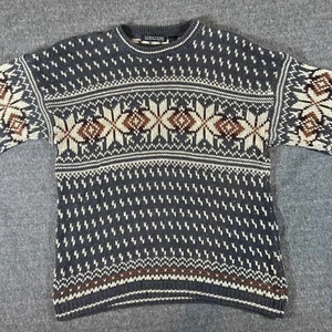 Structure Fair Isle Sweater Nordic Pattern Knit Pullover Crew Neck Mens Large - Picture 1 of 6