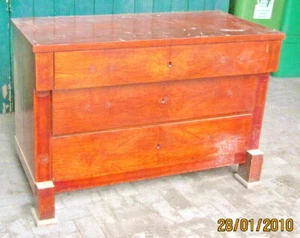 Biedermeier Kommode,  Esche mit Säulen, tolle Patina, - Bild 1 von 4