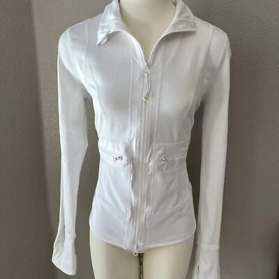 Chaqueta ajustada Zella blanca manga malla cremallera completa bolsillos con cremallera manga larga mediana Foto 1 de 4