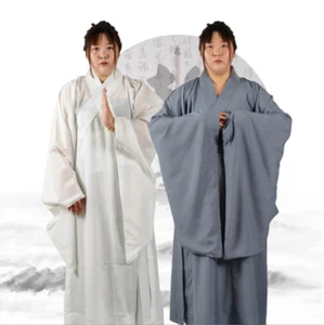 Neu Shaolin Herren Damen Mönch Kung Fu Gewand Baumwolle Kostüm langes Kleid Meditationsanzug - Bild 1 von 13