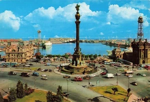 Postcard Spain Barcelona. Columbus Monument and Harbour - Bild 1 von 2