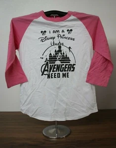 I AM A PRINCESS UNLESS AVENGERS NEED ME 3/4 Sleeve T-Shirt  Small, White/Pink - Picture 1 of 6