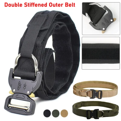2 Layer Tactical Belt Quick Release Metal Buckle Laser MOLLE Military Hunting US - Image 1 of 4