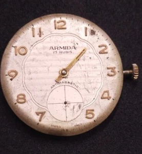 ETA UNITAS WINDING MOVEMENT CAL NO6325 SIDE SECOND CROWN AT-3 O'CLOCK MO-11,000 - Picture 1 of 12