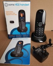 Ooma HD2 Handset Black, Charging Cradle, AC Adapter, Rechargeable Batteries, Box