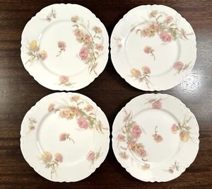 Antique Haviland Limoges Ranson Blank Pink Yellow Flowers 7 1/4” Plates (4) - Picture 1 of 7