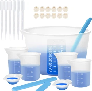 Silicone Measuring Cups for Resin - 600ml & 100ml with Stir Sticks - Epoxy Mixin - Picture 1 of 7