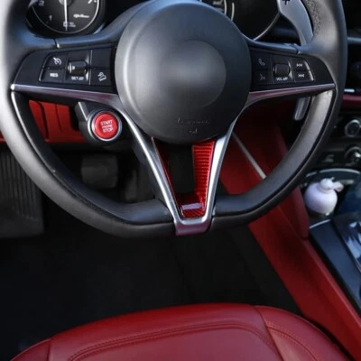 Embellecedores de volante de coche de fibra de carbono para Alfa Romeo Giulia Stelvio 2017-2019 Foto 1 de 2