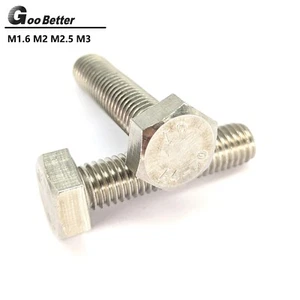 M1.6 M2 M2.5 M3 HEX HEXAGON HEAD SET SCREWS FULLY THREADED BOLTS STAINLESS STEEL - Picture 1 of 7