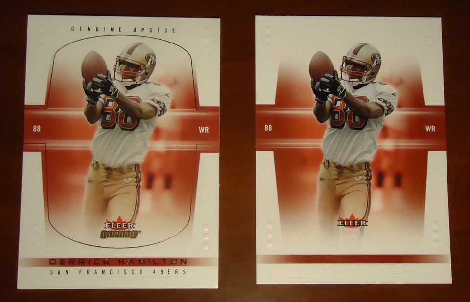 ERROR 2004 FLEER GENUINE DERRICK HAMILTON ROOKIE NO NAME OR SERIAL # 49ERS - Image 1 of 2