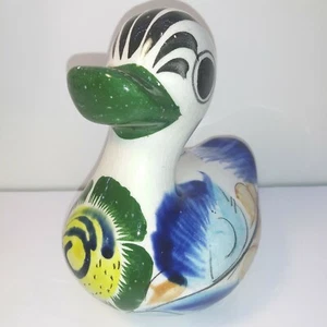 Figura pintada a mano vintage firmada Tonala México cerámica popular pato pájaro - Imagen 1 de 7