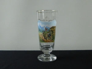 Altes mundgeblasenes Weizenglas Bockbierglas Jäger 'Besuch auf der Alm' um 1900 - Bild 1 von 7