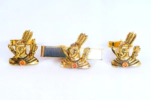 Vintage Indian Head Inc Textile Mill Advertising Natona Mills Tie Bar Cuff Links - Picture 1 of 10