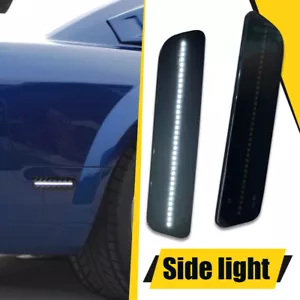 For 05-09 Ford Mustang White LED Rear Bumper Side Marker Light Lamp Smoke Lens - Picture 1 of 11